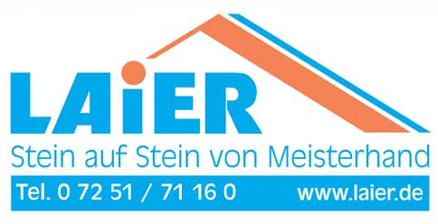 Logo Firma Laier, Stein auf Stein von Meisterhand